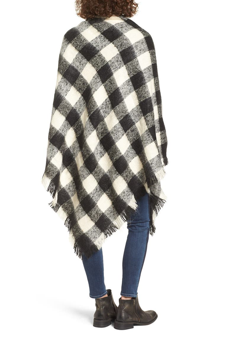 Treasure&Bond Buffalo Check Blanket Wrap, Alternate, color, BLACK COMBO