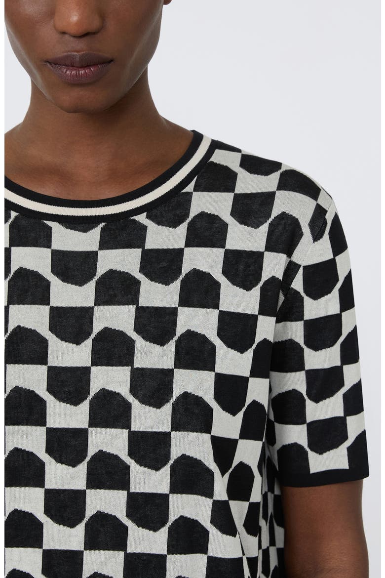 Geometric Cotton Blend Jacquard Sweater, Alternate, color, BLACK