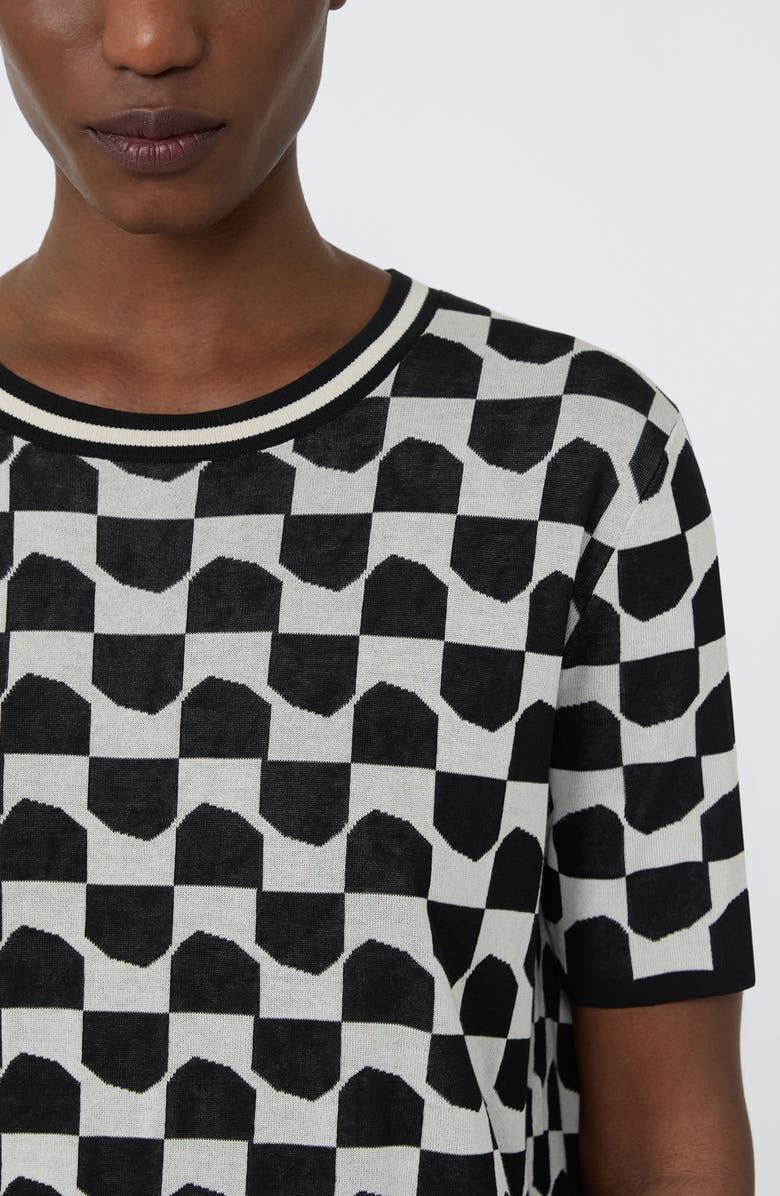 Max Mara Geometric Cotton Blend Jacquard Sweater, Alternate, color, Black