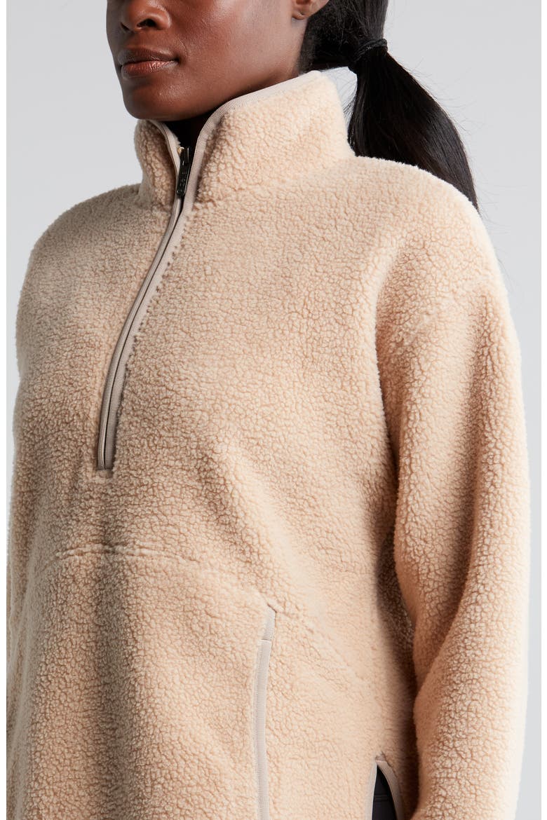 Faux Shearling Half Zip Jacket, Alternate, color, TAN TAUPE