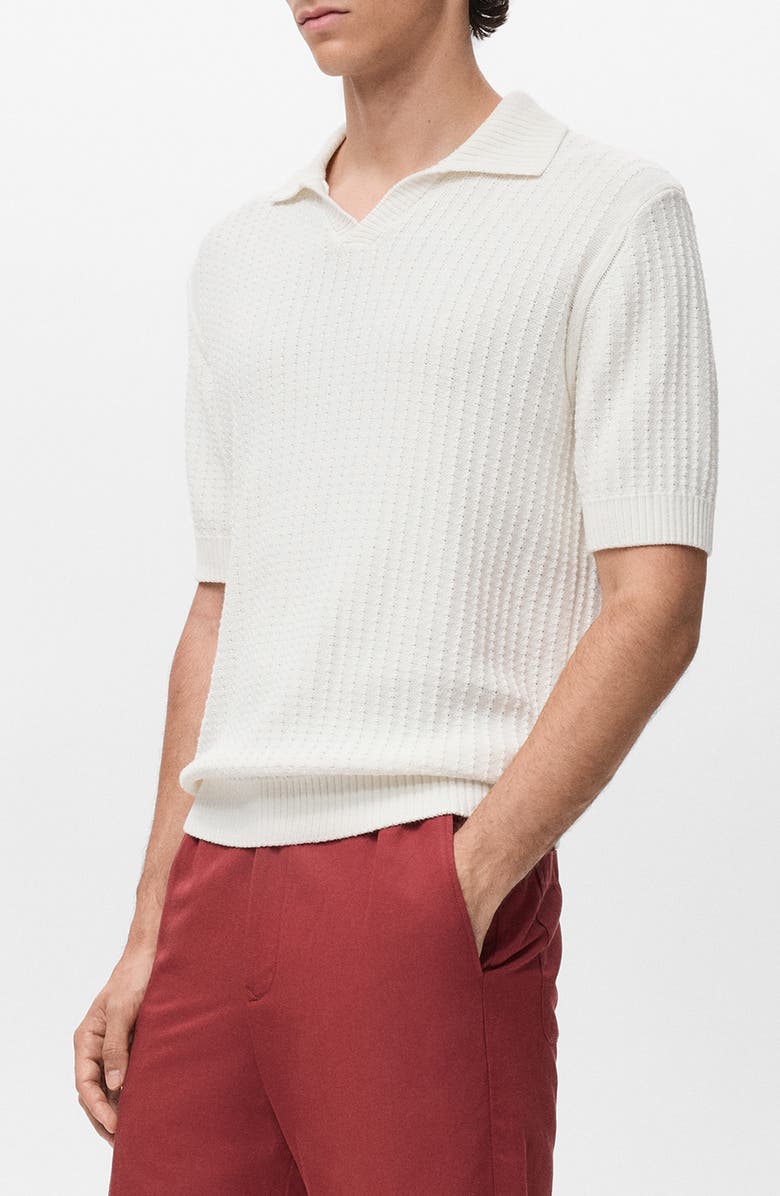 MANGO Johnny Collar Polo Sweater, Alternate, color, Off White