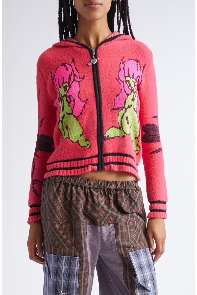 Chopova Lowena My Name is Tiny Jacquard Hooded Zip Cardigan (Women ...