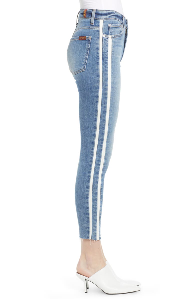 7 For All Mankind <sup>®</sup> Side Stripe Ankle Skinny Jeans, Alternate, color,