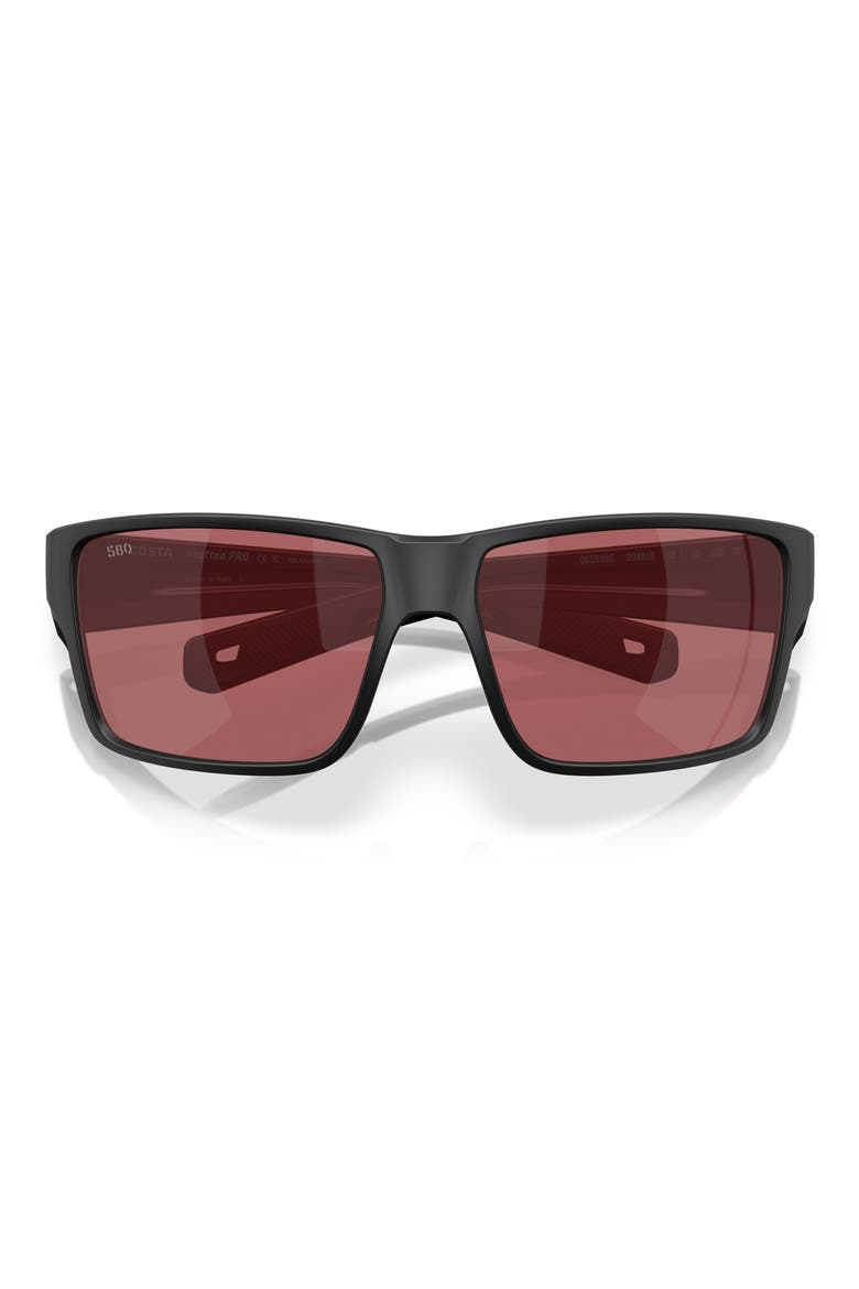 63mm Polarized Rectangular Sunglasses, Alternate, color, MATTE BLACK/ ROSE