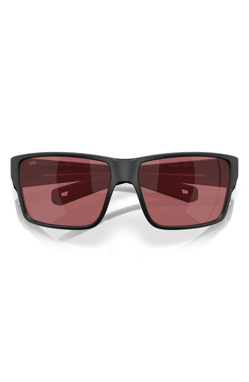 Costa Del Mar Jose Pro 62mm Polarized Rectangular Sunglasses In Matte Black/rose