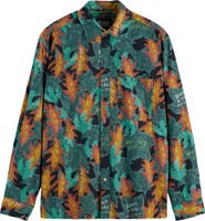 Scotch & Soda Leaf Print Cotton Seersucker Button-Up Shirt