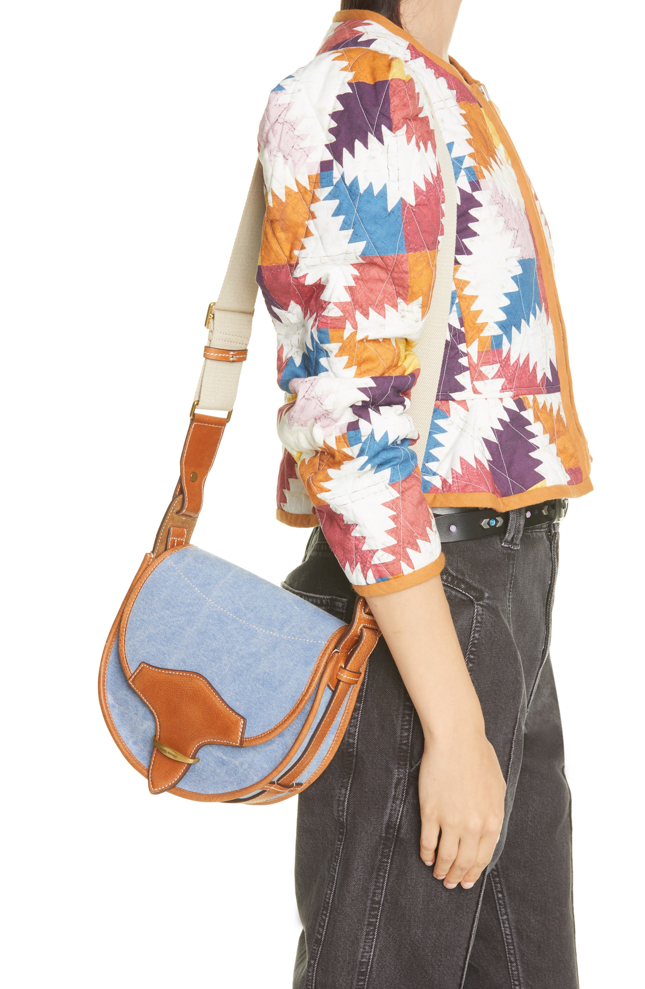 Isabel Marant Botsy Denim Shoulder Bag, Alternate, color, 