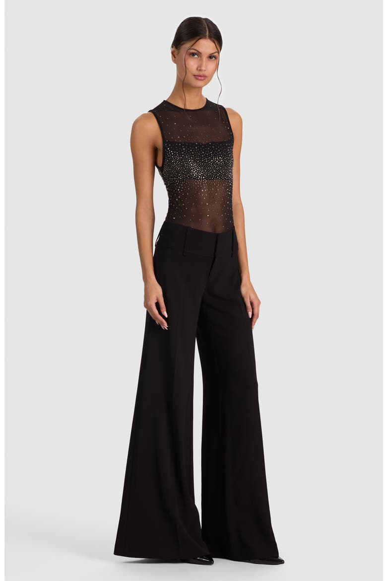 Embellished Bandeau Mesh Bodysuit, Alternate, color, BLACK/ HEMATITE