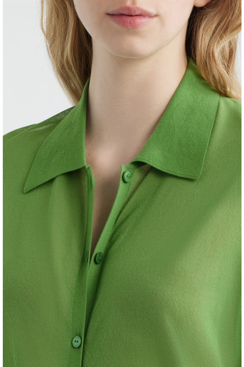 The Collared Cotton Blend Cardigan, Alternate, color, PERIDOT