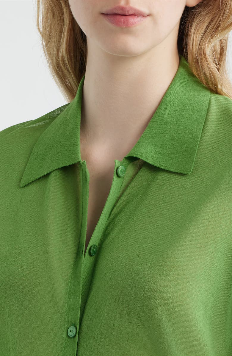 FRAME The Collared Cotton Blend Cardigan, Alternate, color, Peridot