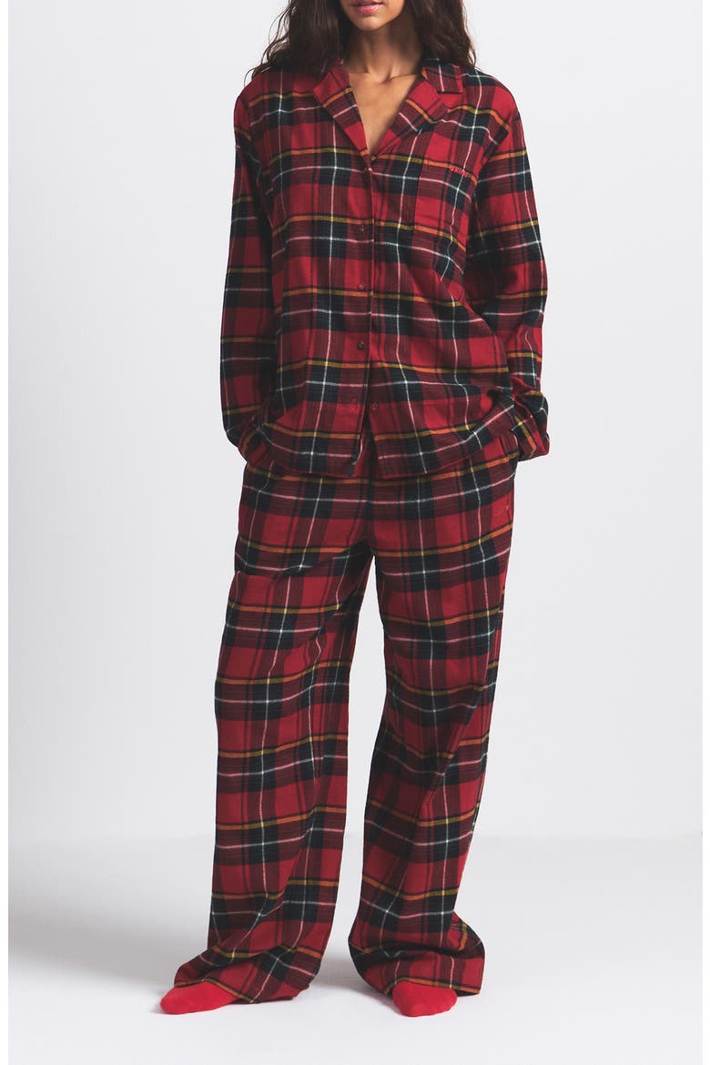 Cotton Flannel Pajamas, Main, color, BRICK HOLIDAY PLAID