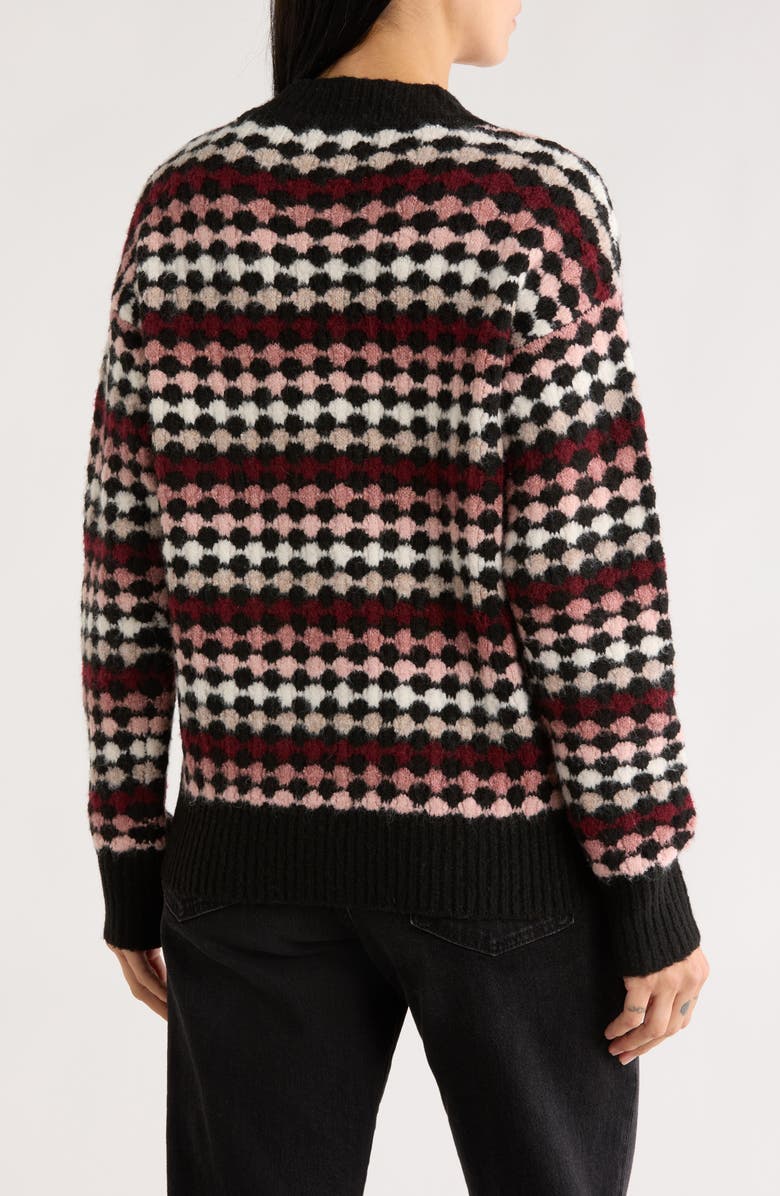 BY DESIGN Selena V-Neck Cardigan, Alternate, color, Black/ Pomegranate