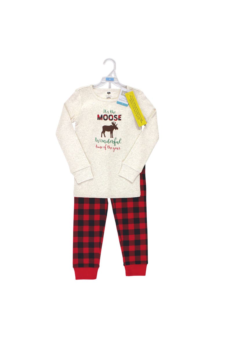 Tight Fit Holiday Pajamas, Alternate, color, Moose Wonderful Time Kids