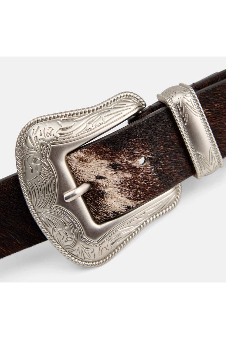 Western Hand-Painted Cowhide Leather Belt - Dark Horse, Alternate, color, Black, Beige, Brown