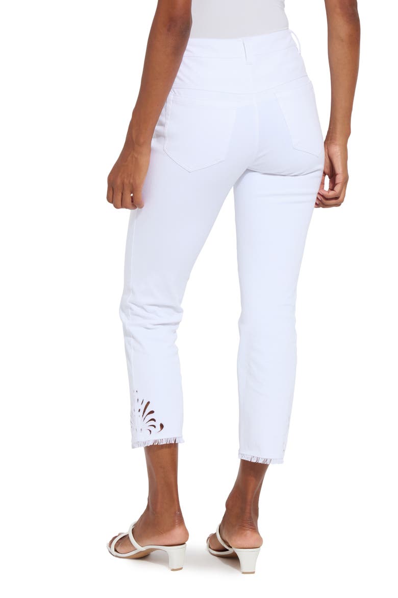 Yori Eyelet Hem Crop Straight Leg Jeans, Alternate, color, WHITE