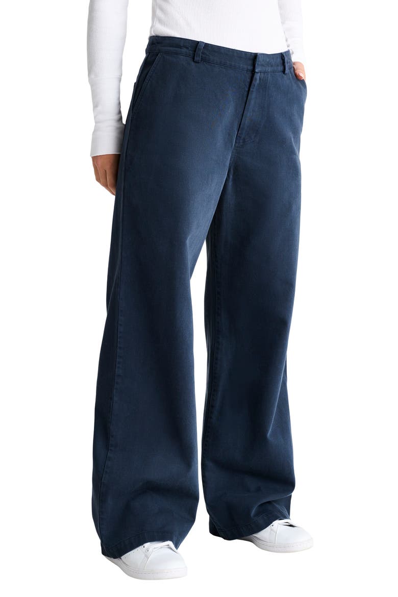 Lee High Waist Wide Leg Cotton Pants, Main, color, NAVY