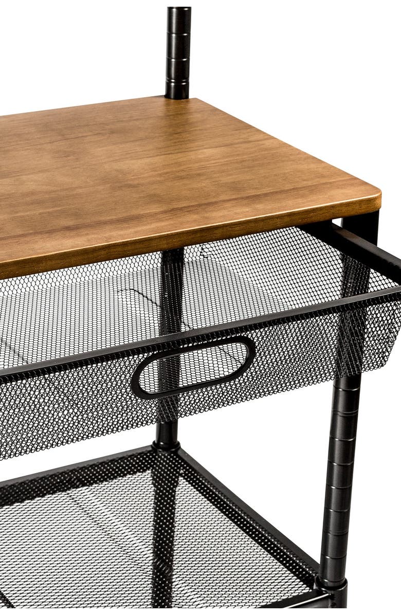 HONEY-CAN-DO Black/Wood Kitchen Bakers Rack, Alternate, color, 