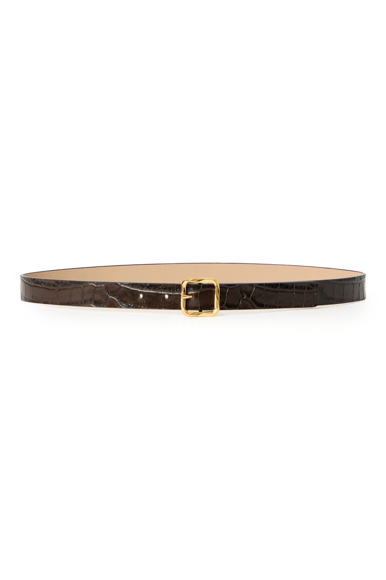 Ellie Croco Embossed Leathe Belt, Main, color, CHOCOLATE GOLD