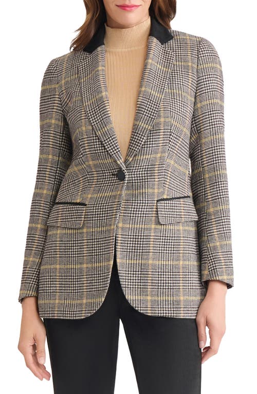 Jones New York Plaid Elbow Patch Blazer In Gray