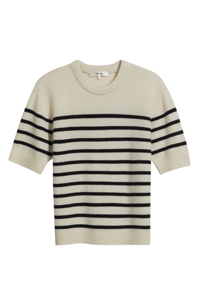 FRAME The Cashmere Easy Crew Sweater, Alternate, color, Ivory With Navy