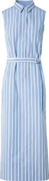 Akris punto Stripe Belted Cotton Midi Shirtdress