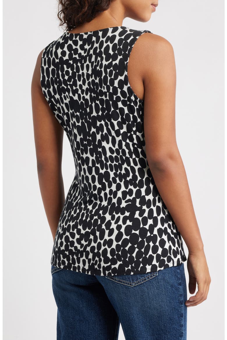 Twist Front Sleeveless Top, Alternate, color, BLACK W/ WHITE