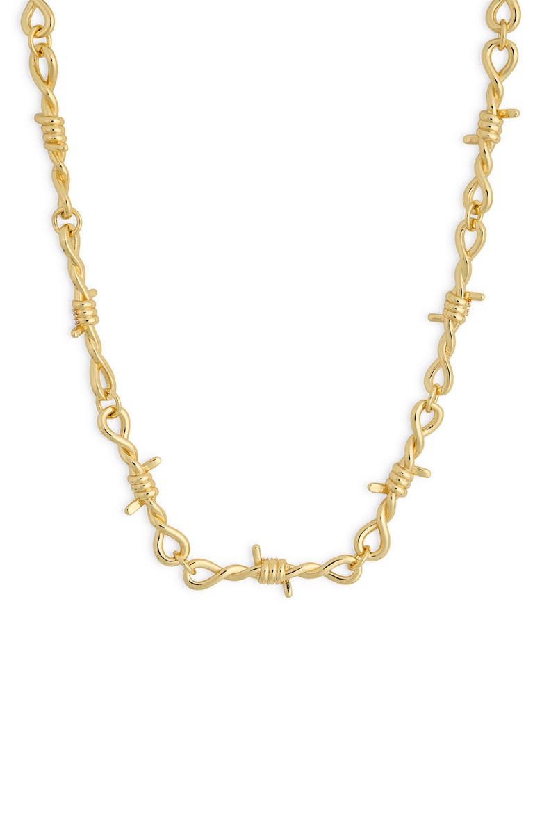 Bold Cubic Zirconia Barbwire Necklace, Alternate, color, GOLD