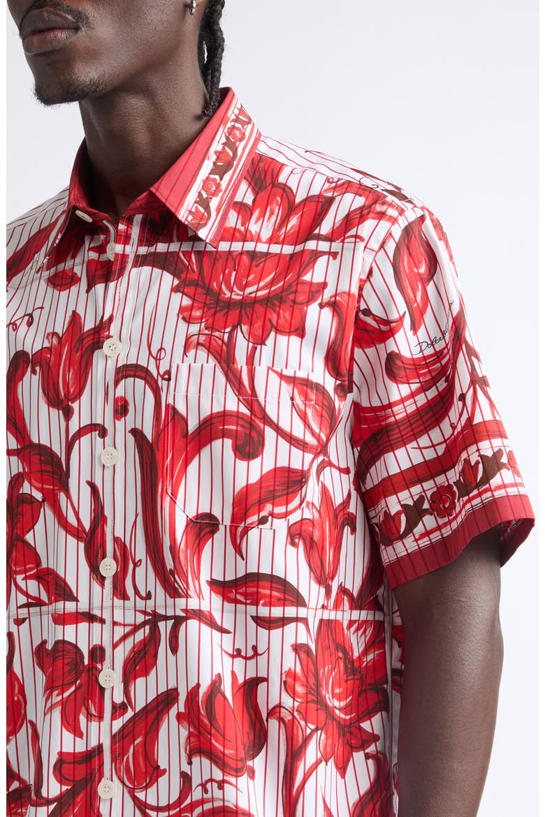 Stripe Majolica Print Button-Up Shirt, Alternate, color, MAIOLICA 6 RUBINO