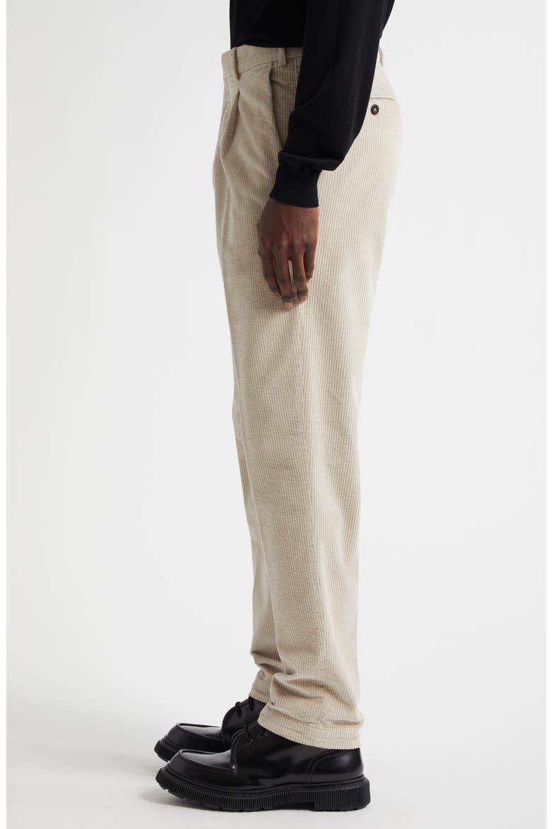 Easy Fit Pleated Corduroy Pants, Alternate, color, ALMOND/ OFF WHITE