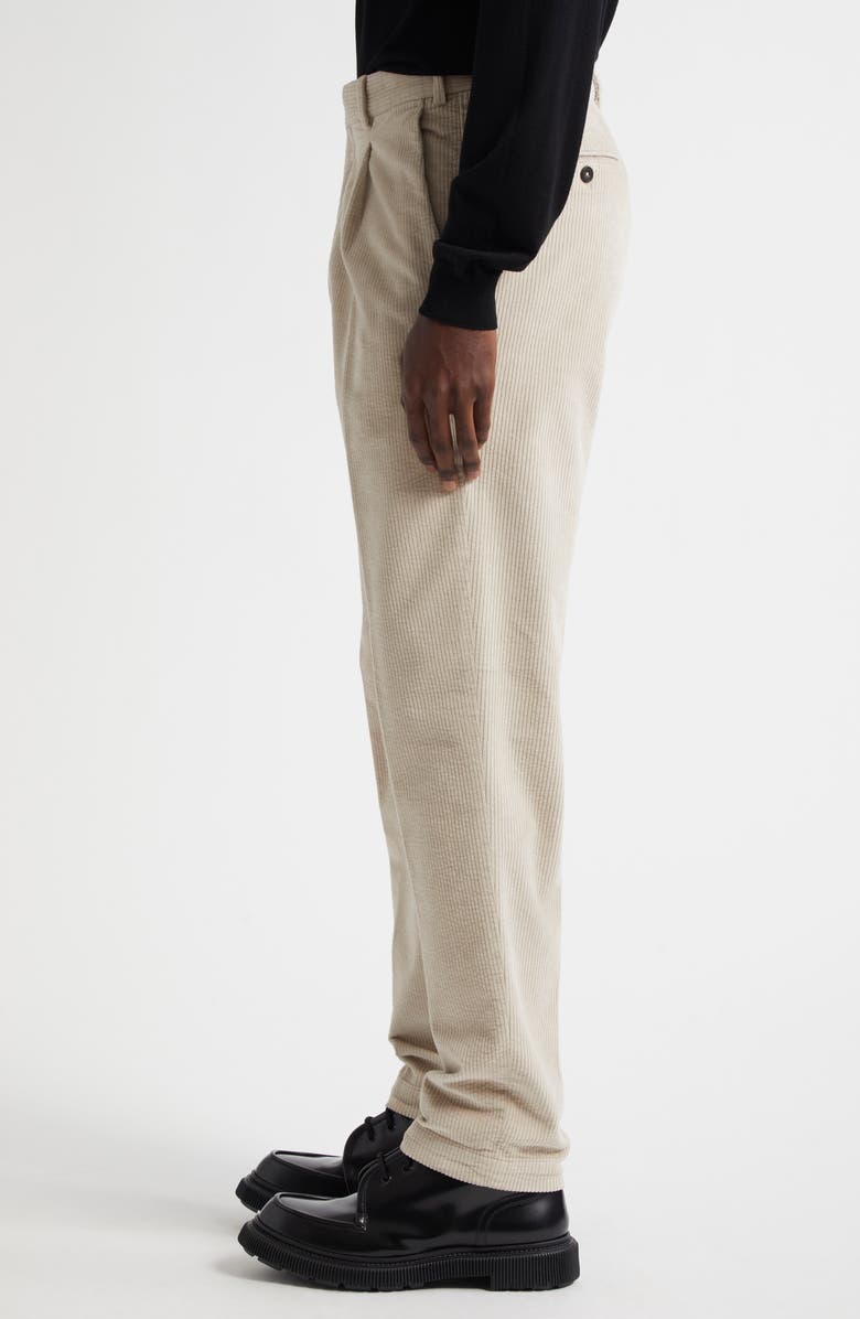 Thom Sweeney Easy Fit Pleated Corduroy Pants, Alternate, color, Almond/ Off White