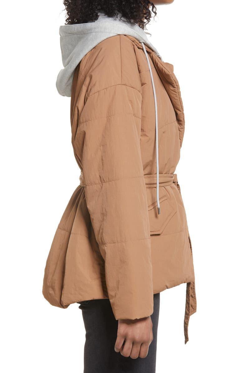 BLANKNYC NBLANKNYC Nylon Wrap Jacket w/ Knit Hood, Alternate, color, 