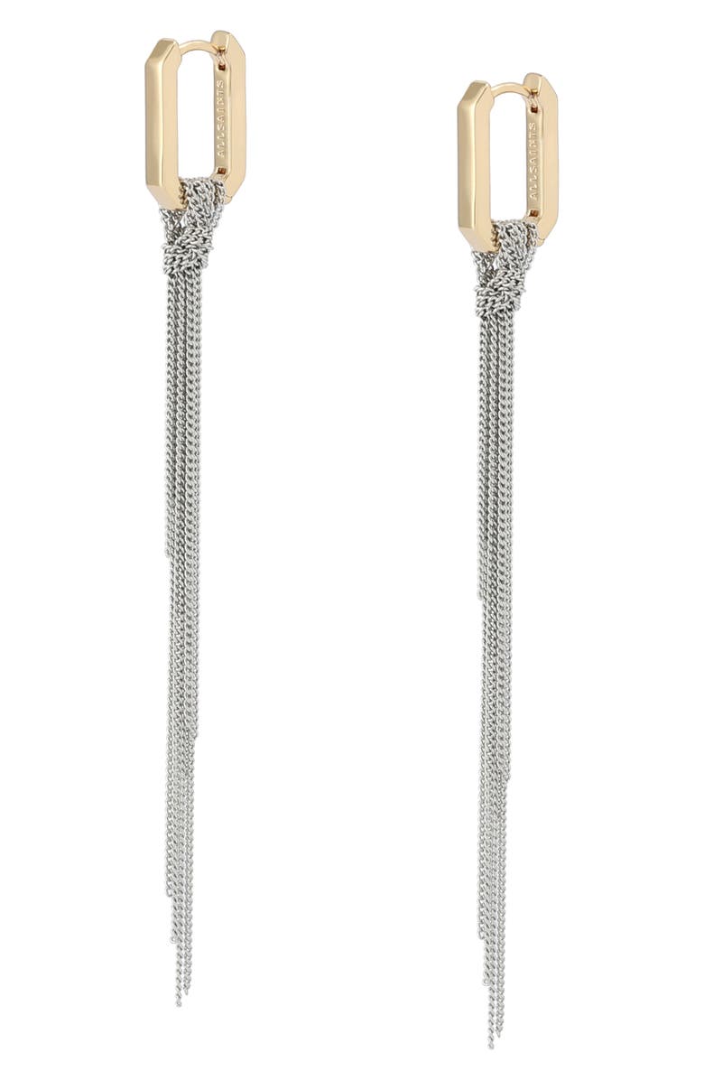 AllSaints Del Chain Drop Huggie Hoop Earrings, Alternate, color,