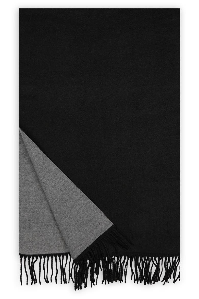 Two-Tone Reversible Fringe Scarf, Alternate, color, BLACK
