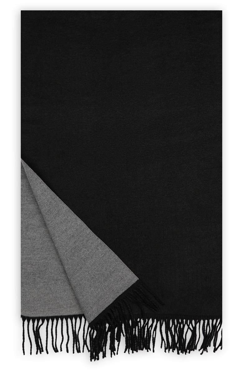 SAACHI Two-Tone Reversible Fringe Scarf, Alternate, color, Black