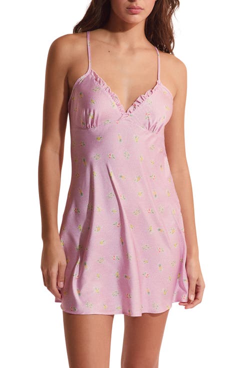 Baie Floral Ruffle Trim Nightgown