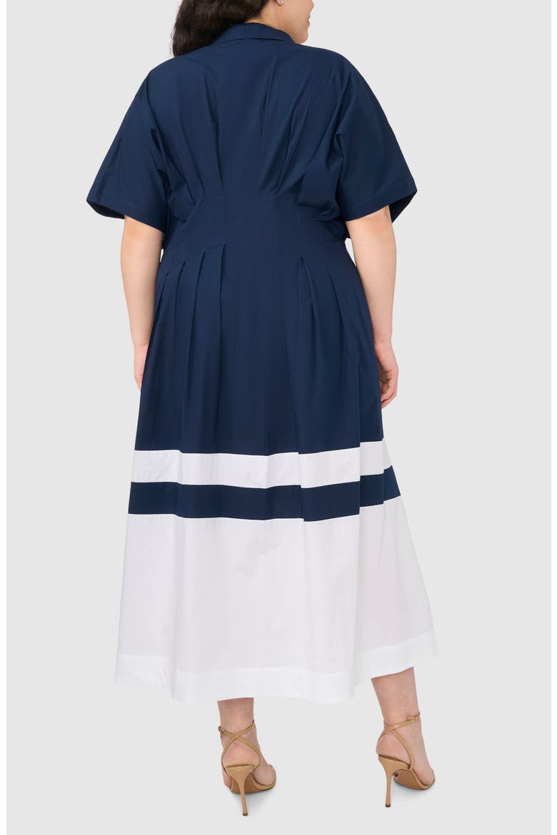 Pleated Combo Hem Cotton Maxi Shirtdress, Alternate, color, CLASSIC NAVY