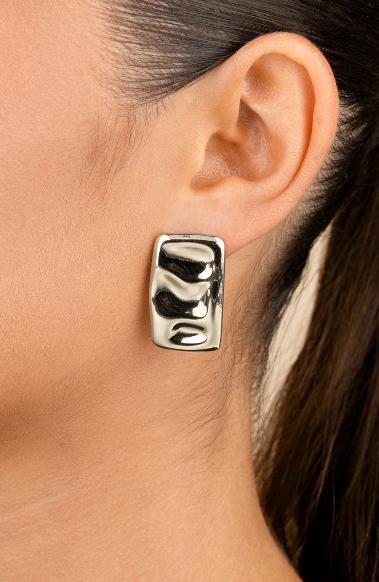 Sterling Forever Monet Molten Bar Stud Earrings, Alternate, color, Silver