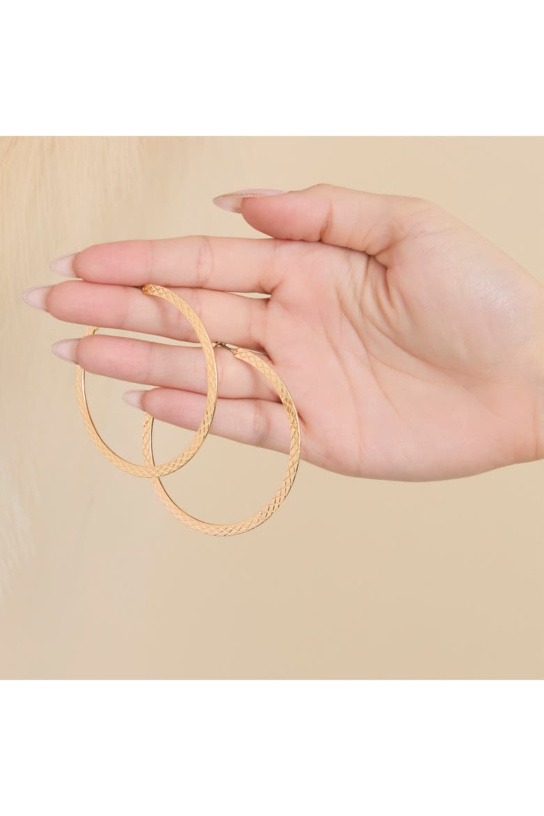Textured Gold-Tone Large Hoop Earrings, Alternate, color, Gold