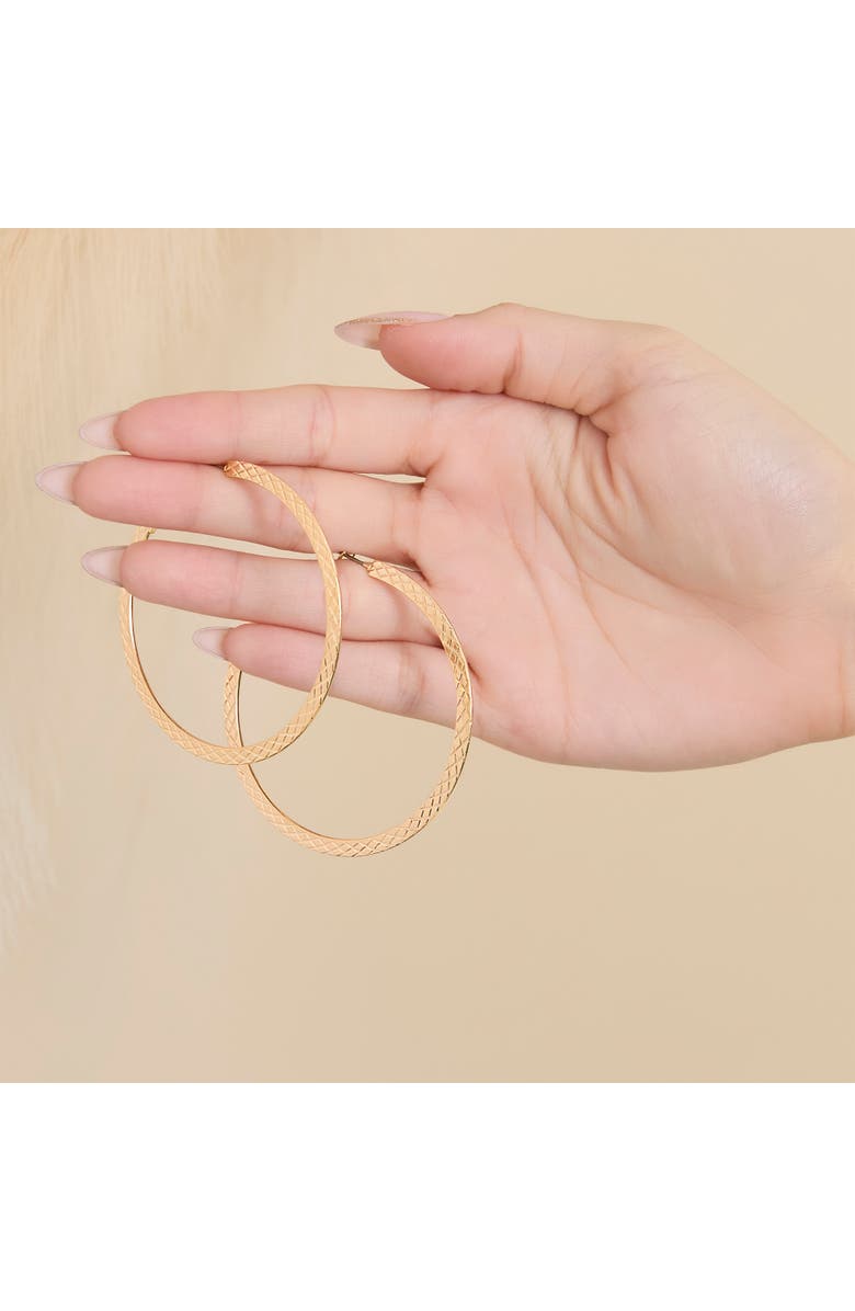 Jessica Simpson Textured Gold-Tone Large Hoop Earrings, Alternate, color, Gold