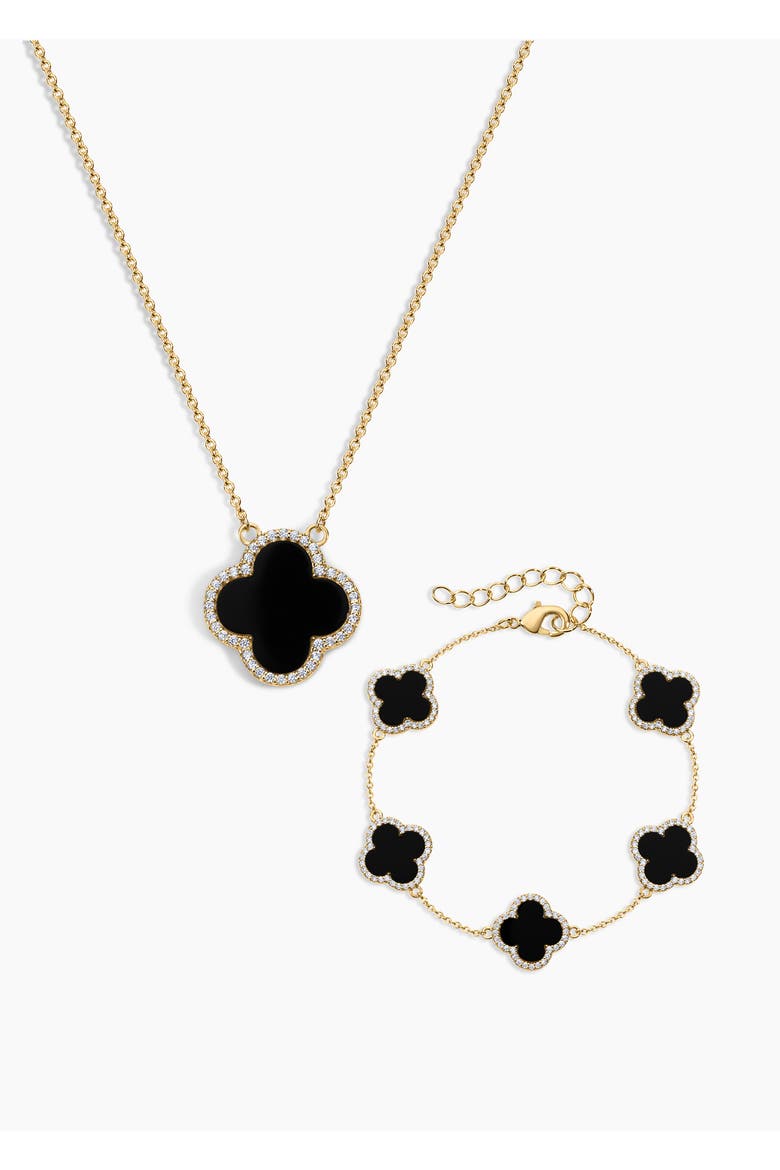 Icon Black Clover Bracelet and Necklace - Set of 2, Main, color, Black