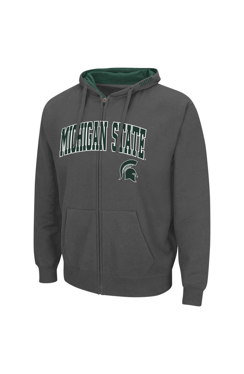 COLOSSEUM Men's Colosseum Charcoal Michigan State Spartans Arch & Logo 3.0 Full-Zip Hoodie, Alternate, color, Charcoal