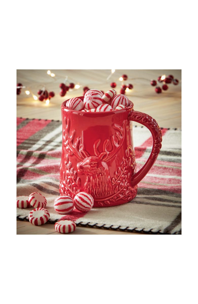 tag Holiday Stag Red Ceramic Mug Dishwasher Safe Christmas, Alternate, color, Red