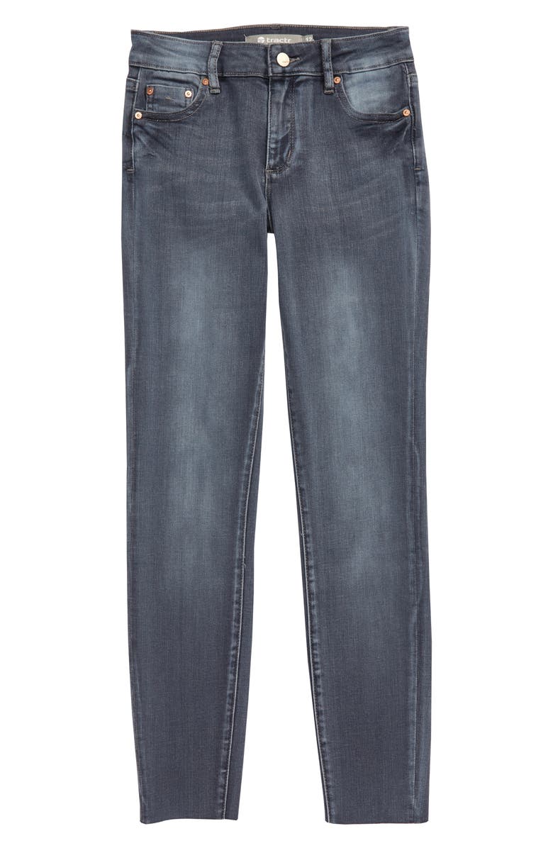 Tractr Diane Mid Rise Raw Hem Skinny Jeans, Main, color, 