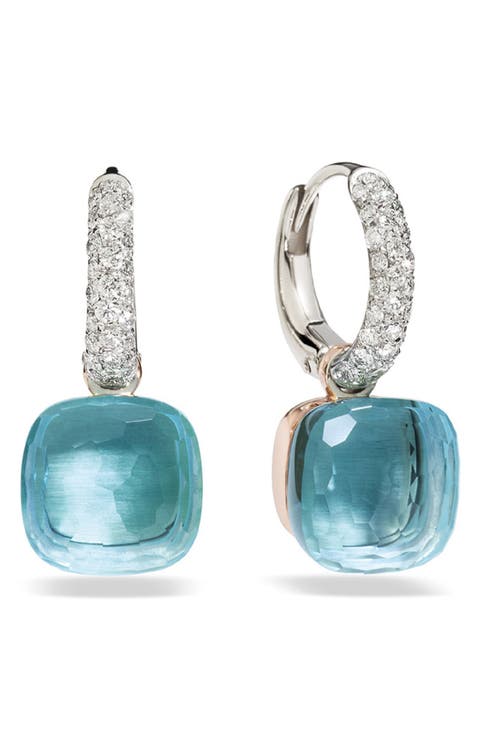 Nudo Blue Topaz & Diamond Hoop Drop Earrings