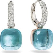 Pomellato Nudo Blue Topaz & Diamond Hoop Drop Earrings