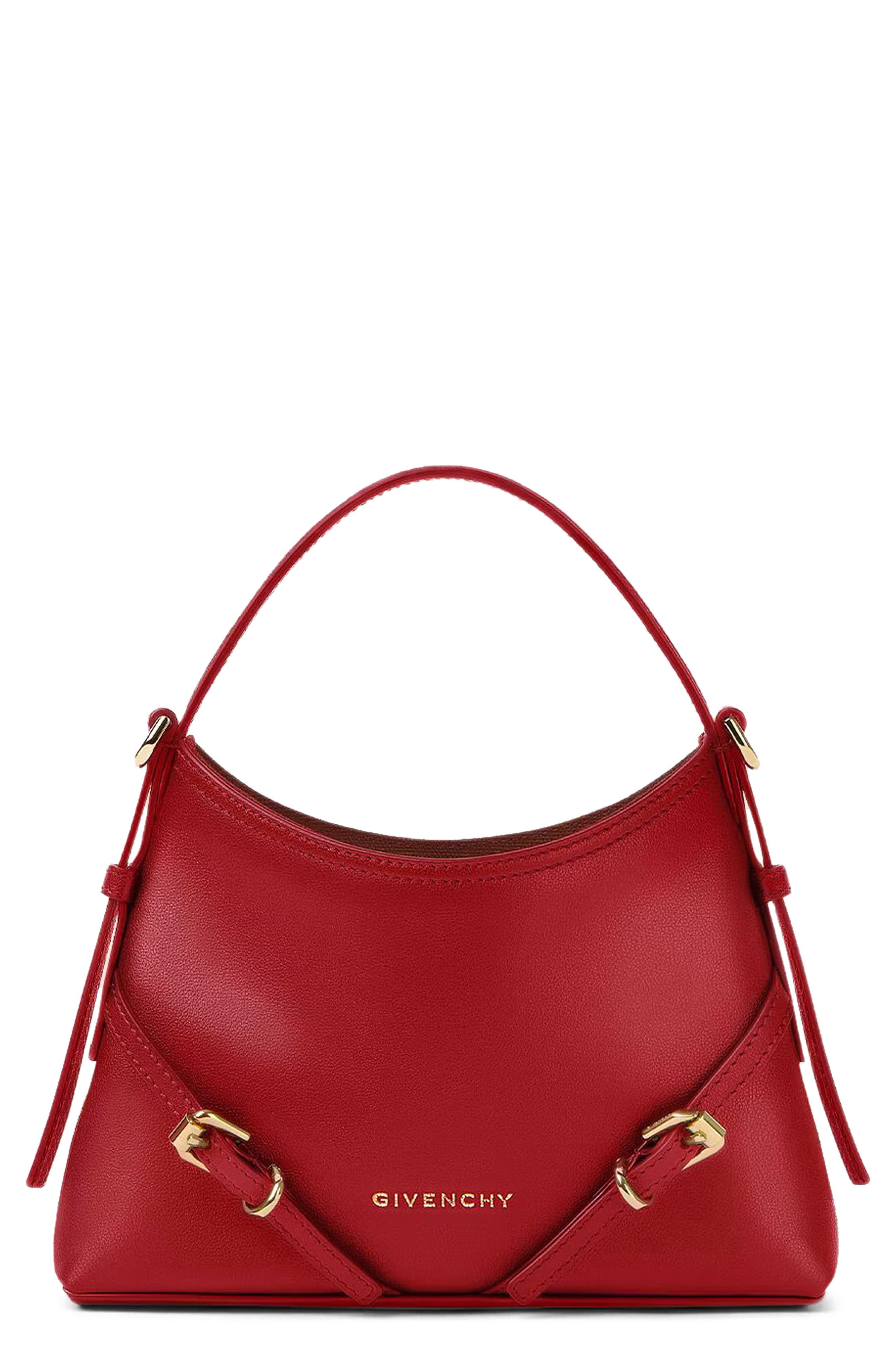 Givenchy Nano Voyou Leather Crossbody Bag, Main, color, Dark Red