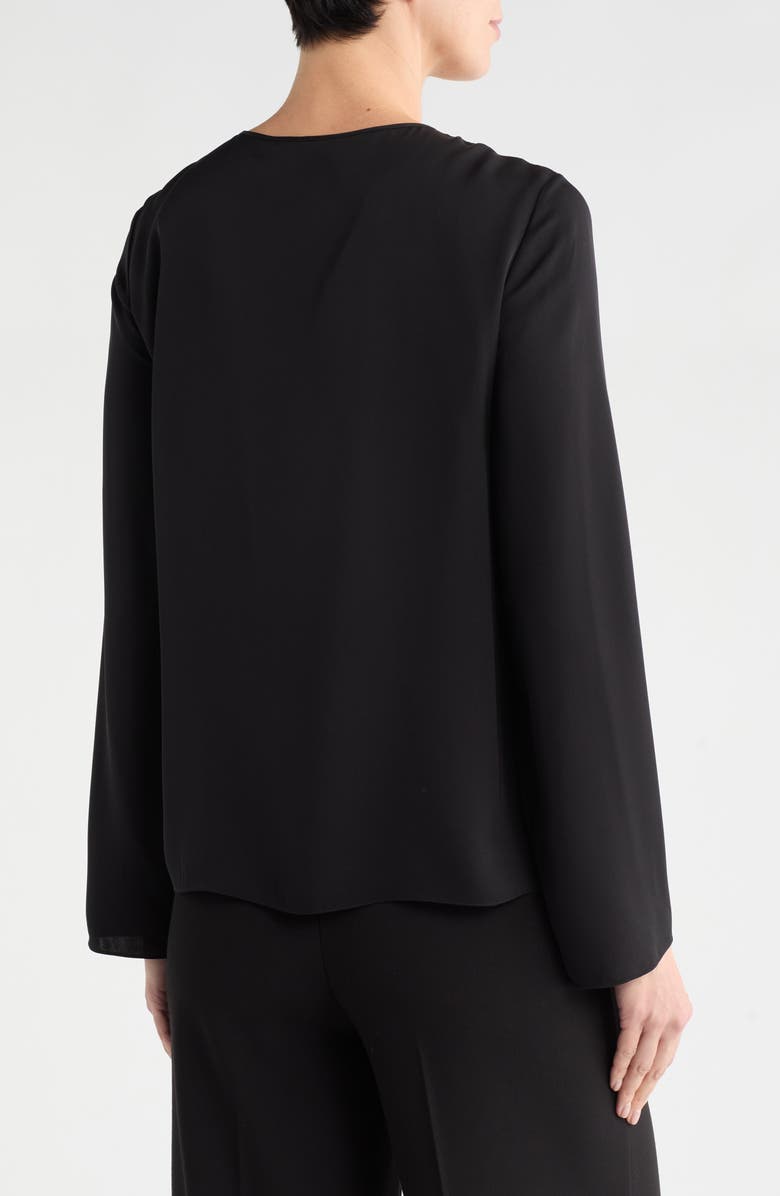 Theory Tie Neck Long Sleeve Silk Georgette Top, Alternate, color, Black