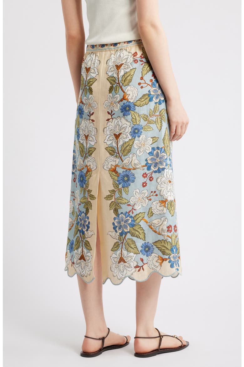 Garden Scarf Print Linen Midi Skirt, Alternate, color, GARDEN SCARF BLUE