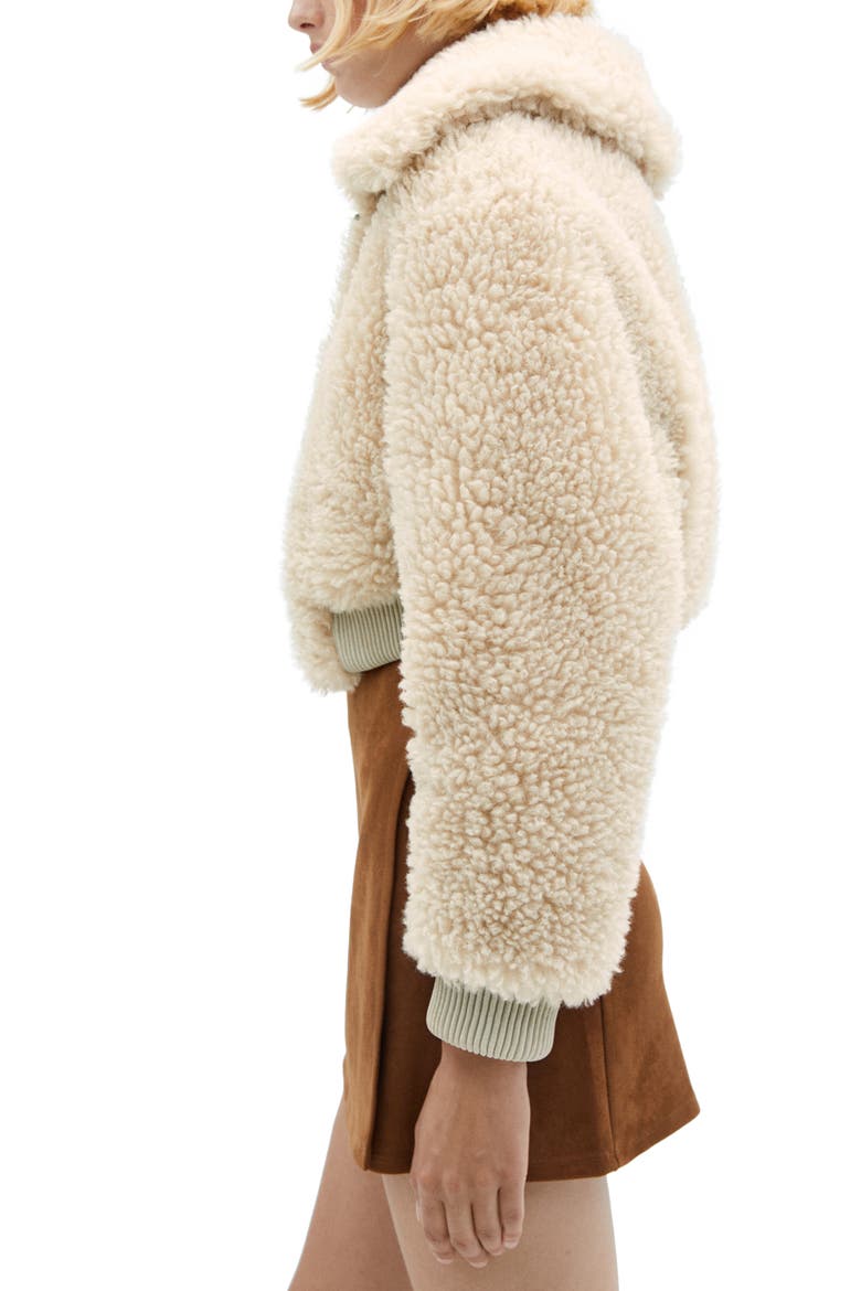 Faux Shearling Crop Aviator Jacket, Alternate, color, ECRU