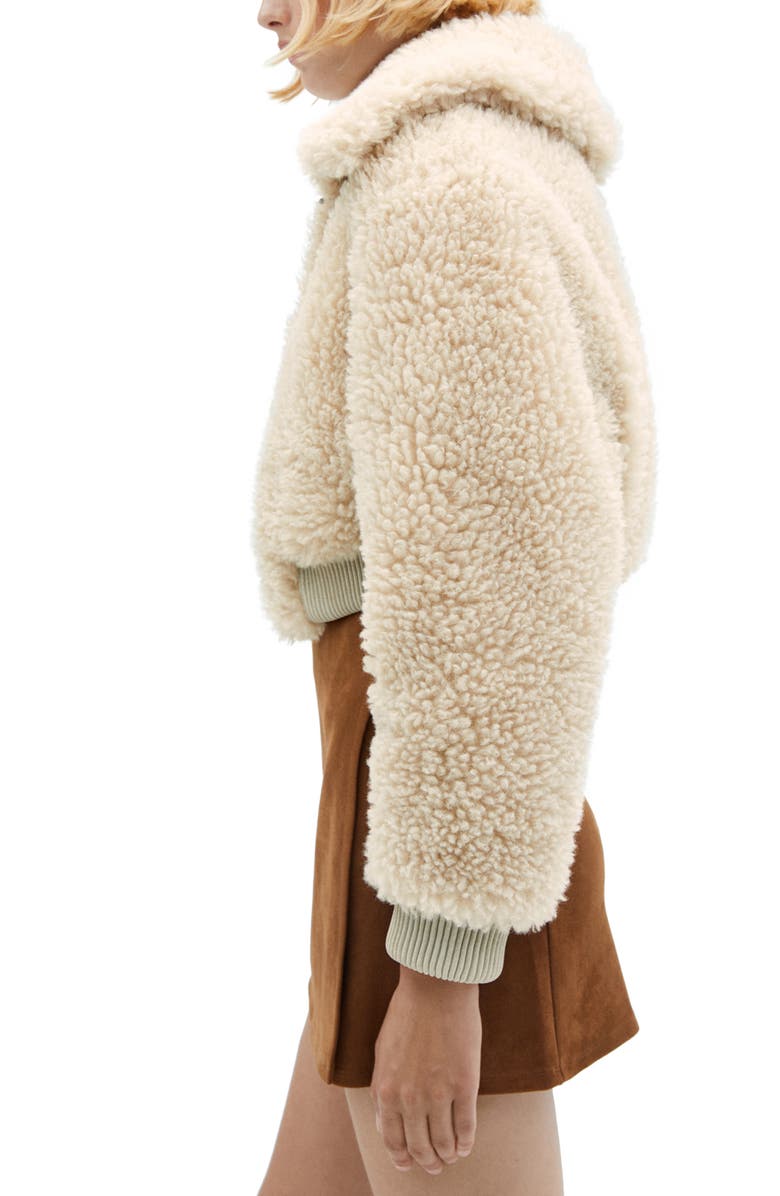 MANGO Faux Shearling Crop Aviator Jacket, Alternate, color, 